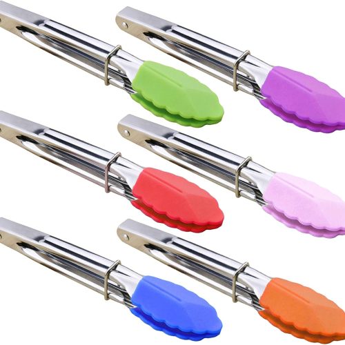Mini Serving Tongs With Silicone Tips, Non-Stick Safe
